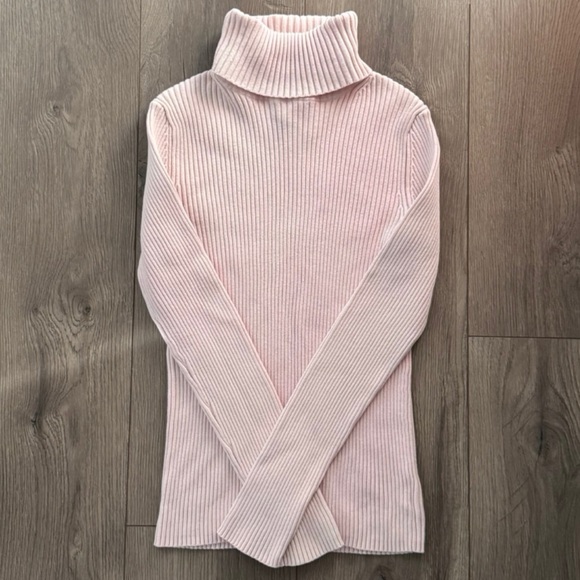 Eddie Bauer Soft Pink Turtleneck Classic y2k 90s Ribbed Long Sleeve Sweater XS - Picture 1 of 7